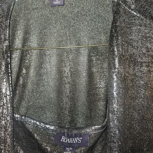 Roaman's Metallic Silver Women's Blazer With Matching Cami And Pants.